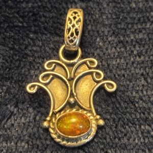Elegant New Sterling Silver Pendant with Opal Stone